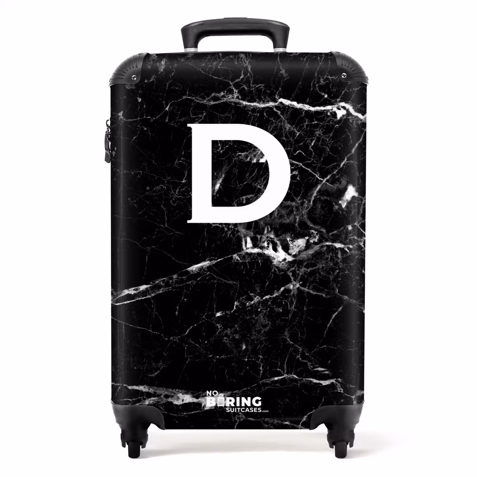Koffer - Marmoroptik - Schwarz - Buchstabe D - Marmor — 1