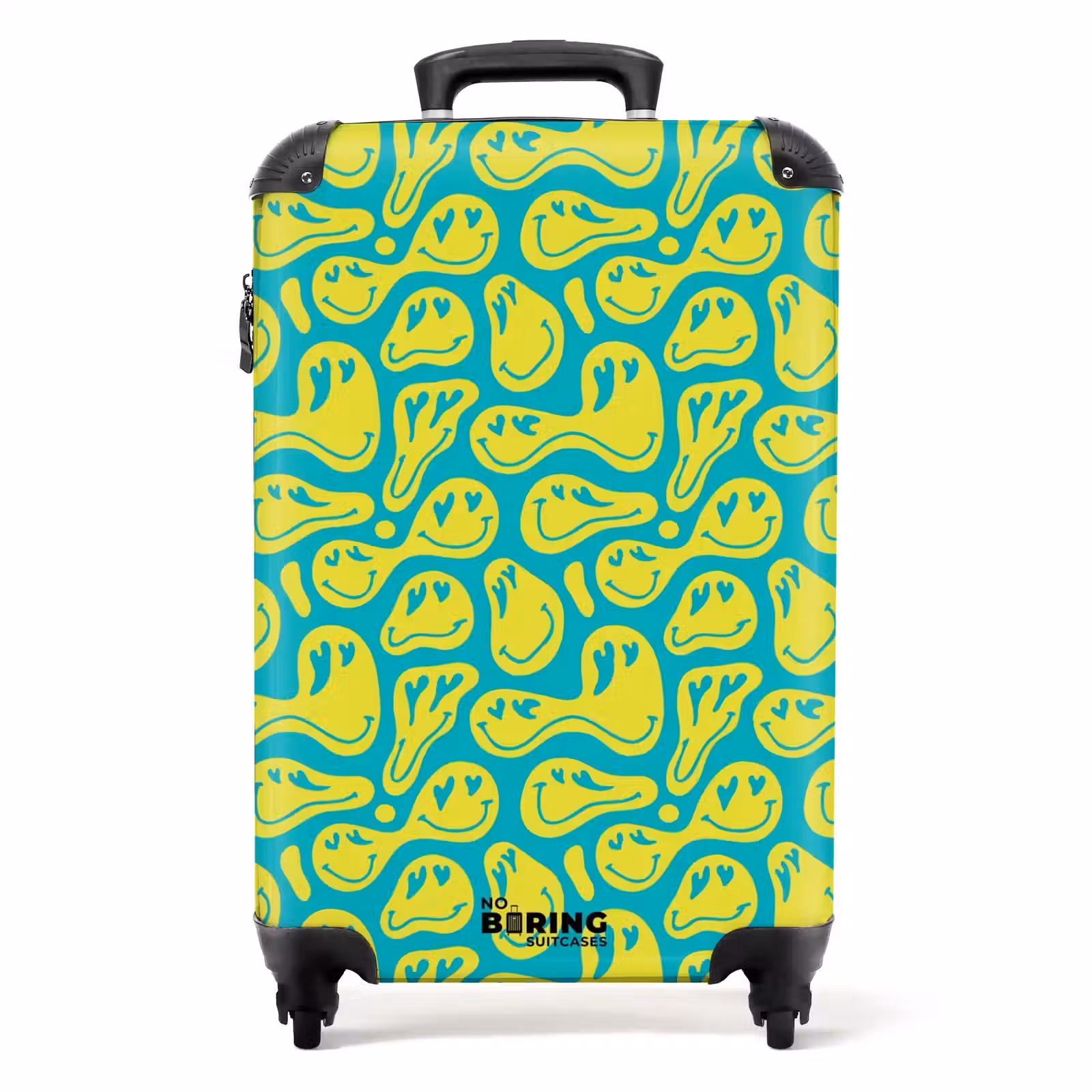 Koffer - Patterns - Muster aus verzerrten Emojis auf blauem Hintergrund — 1