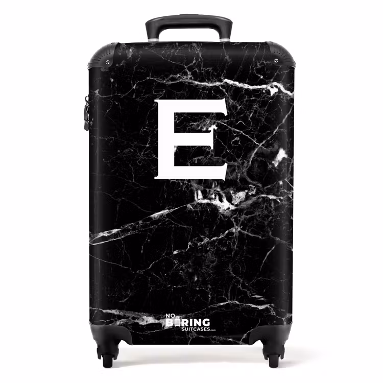 Koffer - Marmoroptik - Buchstabe E - Schwarz — 1