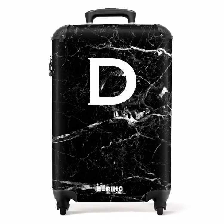 Koffer - Marmoroptik - Schwarz - Buchstabe D - Marmor — 1