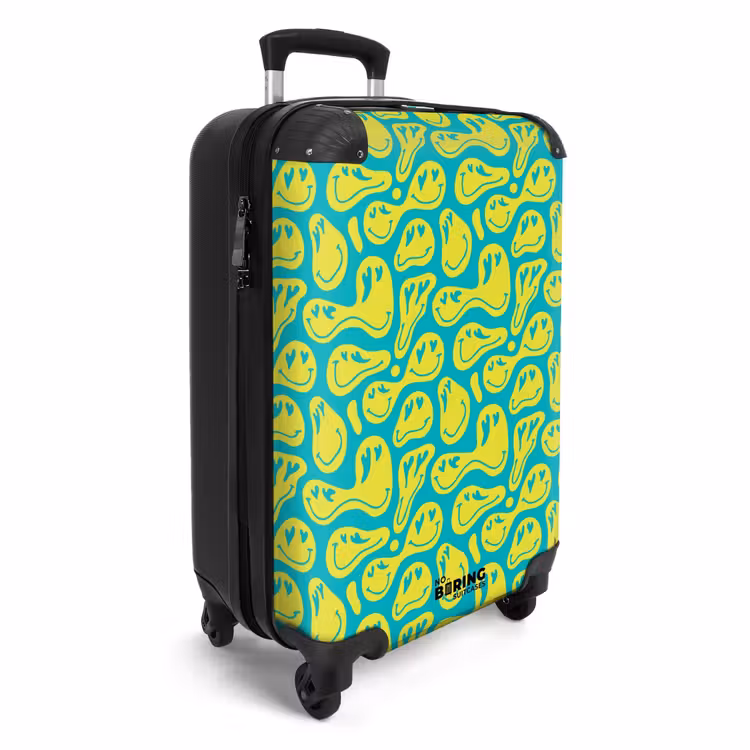 Koffer - Patterns - Muster aus verzerrten Emojis auf blauem Hintergrund — 2