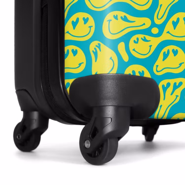 Koffer - Patterns - Muster aus verzerrten Emojis auf blauem Hintergrund — 6