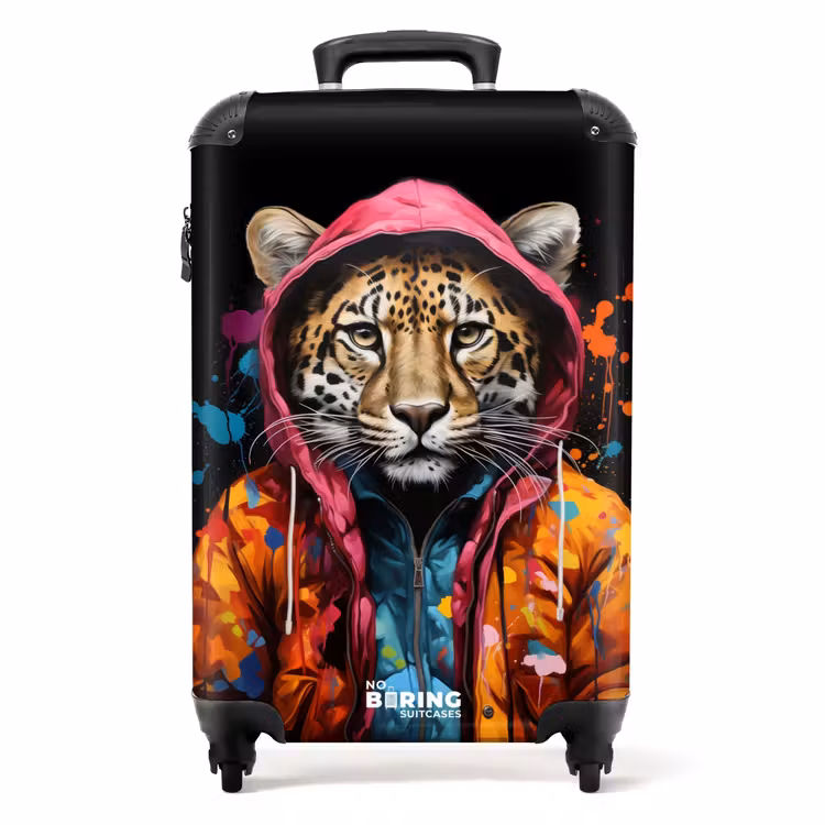 Koffer - Leopard mit buntem Fell und Farbspritzern — 1