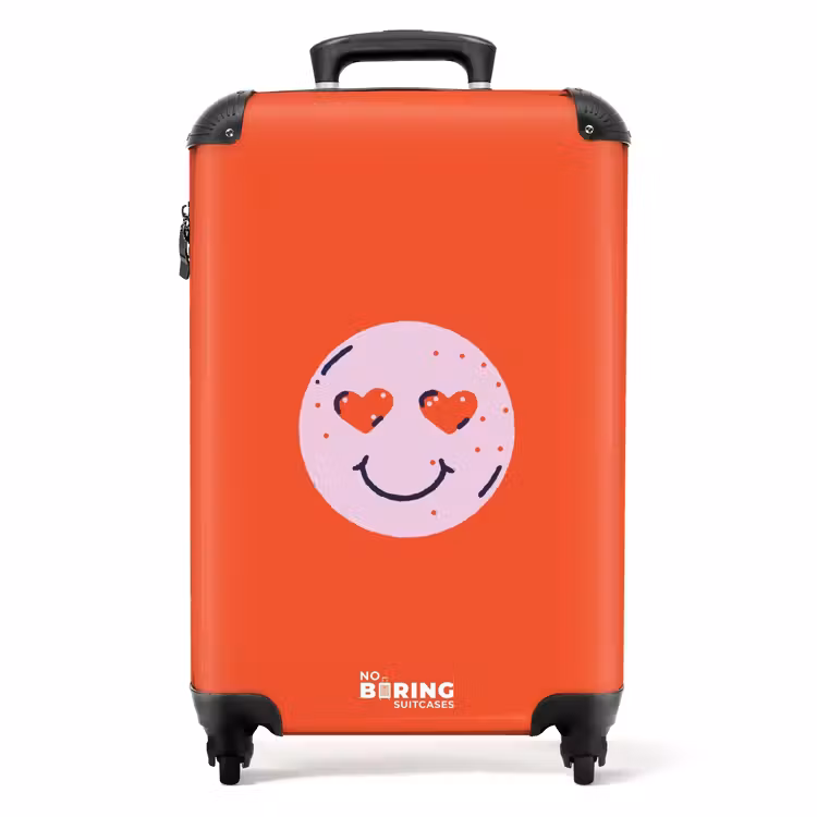 Koffer - Muster - Glückliches Emoji auf rotem Hintergrund — 1