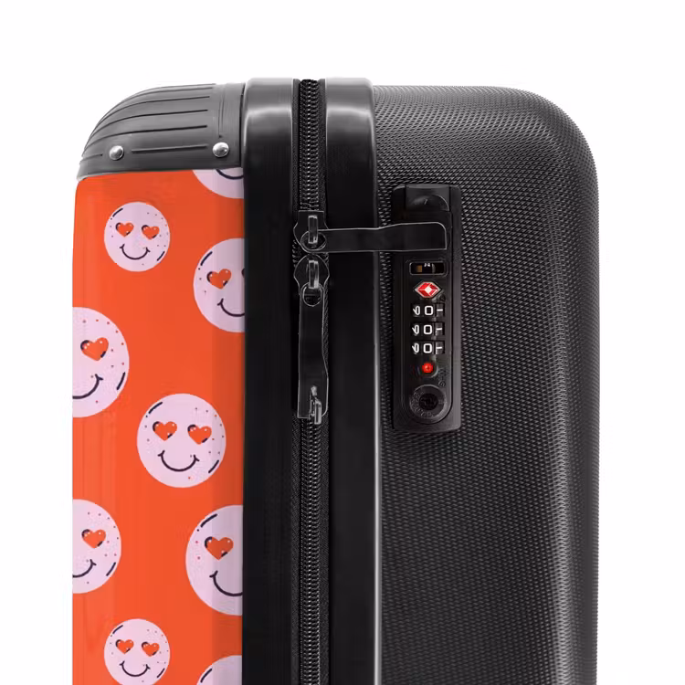 Koffer - Patterns - Muster aus fröhlichen Emojis auf rotem Hintergrund — 5