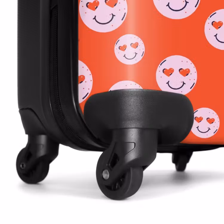 Koffer - Patterns - Muster aus fröhlichen Emojis auf rotem Hintergrund — 6
