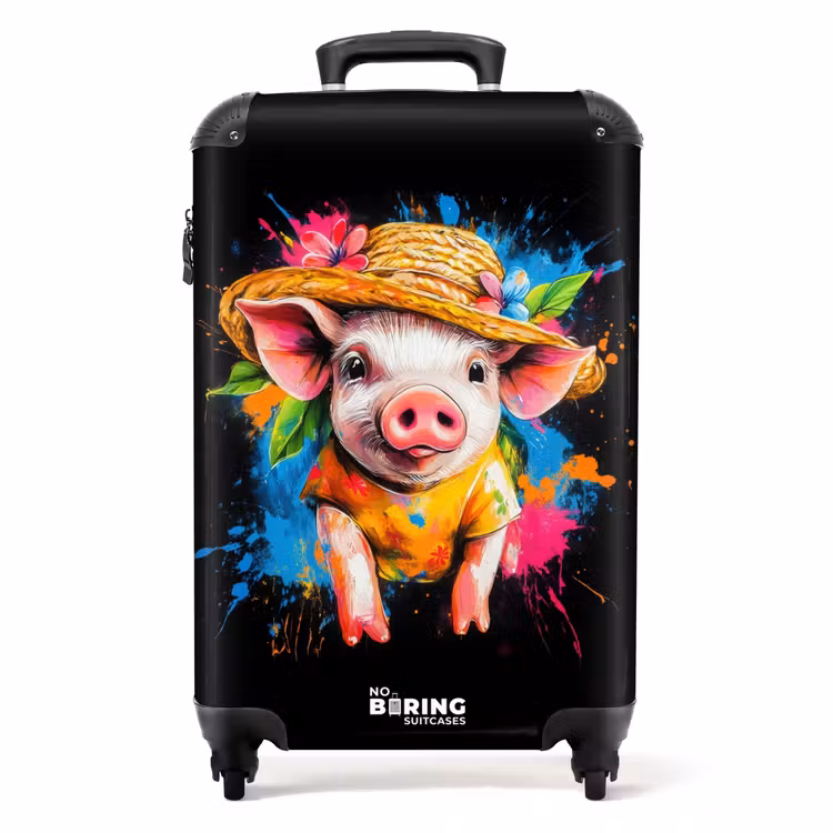 Koffer - Lustiges Schwein mit Hut Illustration — 1