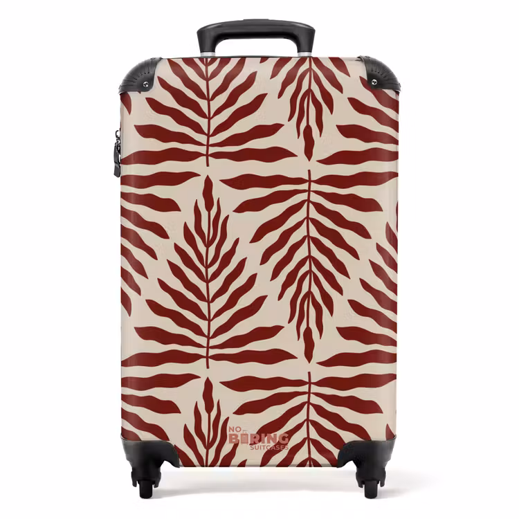 Koffer - Muster aus Blättern in Beige mit Rot — 1