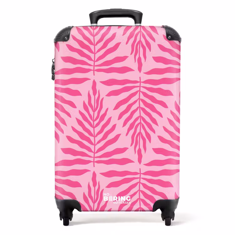 Koffer - Muster aus Blättern in hellem und dunklem Rosa — 1