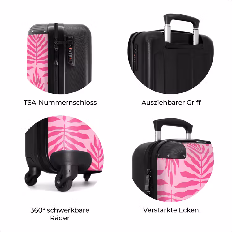 Koffer - Muster aus Blättern in hellem und dunklem Rosa — 7