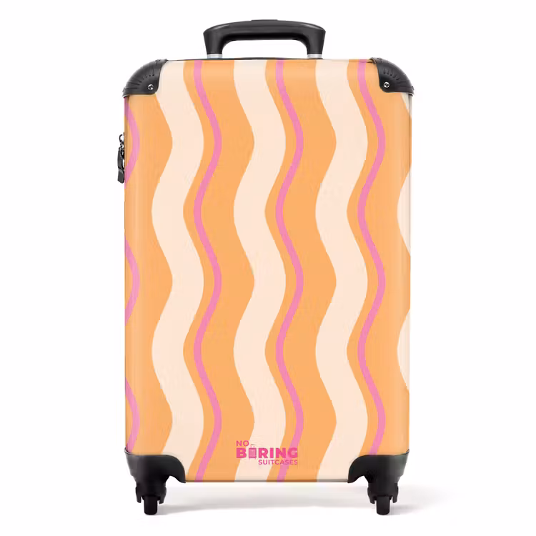 Koffer - Wellenförmige Streifen in Orange und Rosa — 1