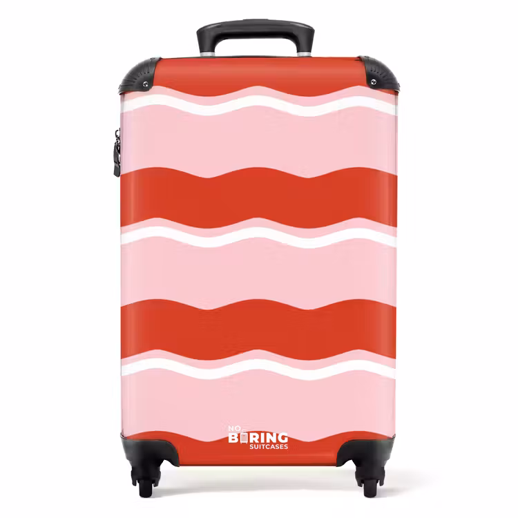 Koffer - Wellenförmige Streifen in Rot und Rosa — 1