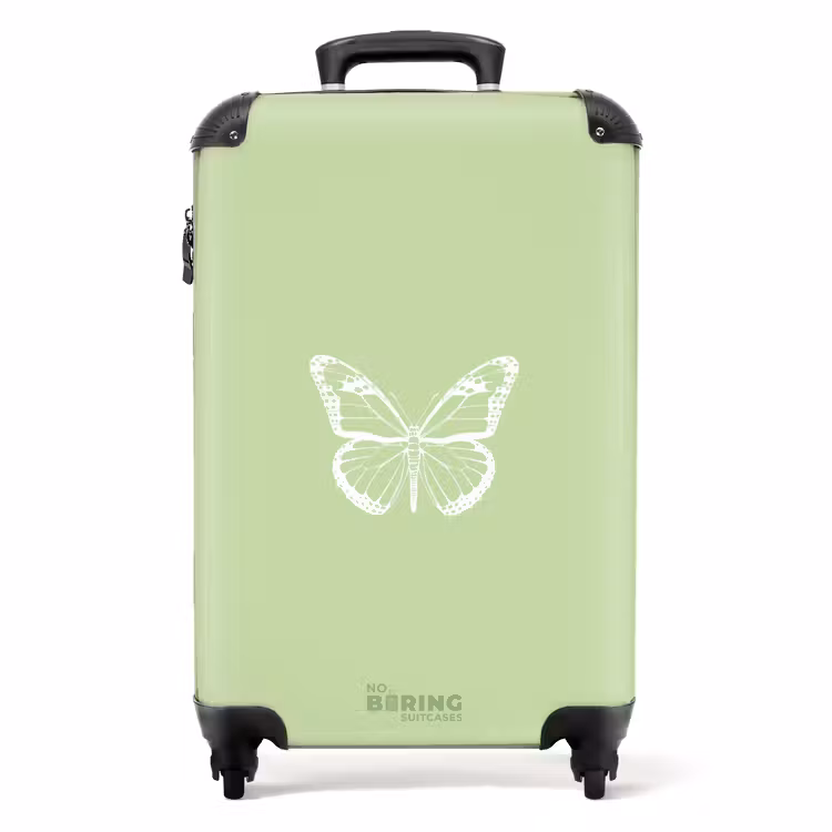 Koffer - Grüner Hintergrund mit weißem Schmetterling — 1