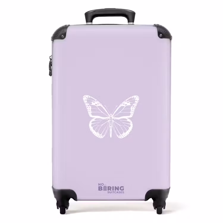 Koffer - Lila Hintergrund mit weißem Schmetterling — 1
