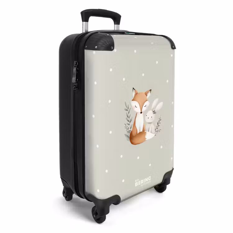 Koffer - Fuchs und Kaninchen umgeben von grünen Blättern und Punkten — 2
