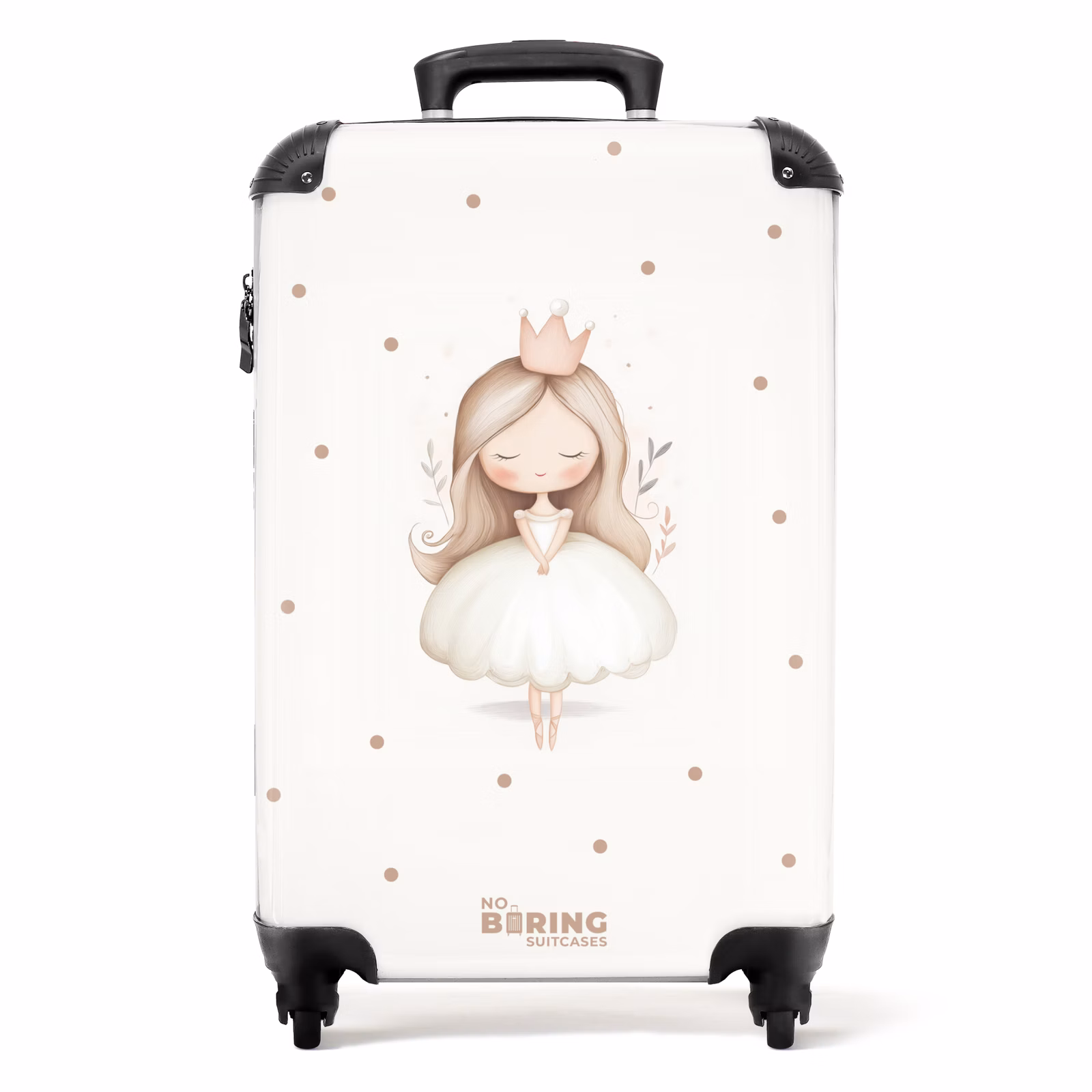 Koffer - Ballerina Prinzessin zwischen beigen Tupfen — 1