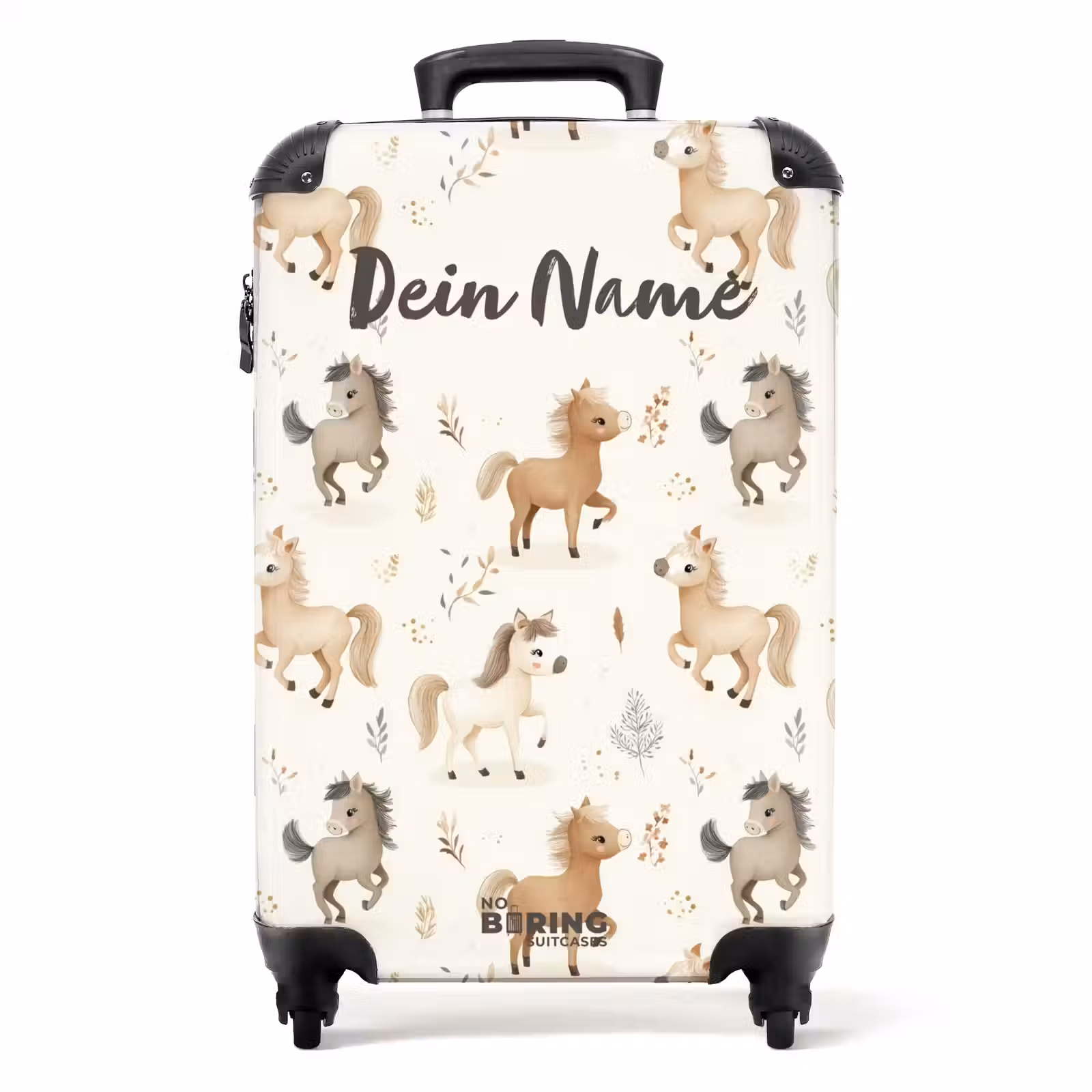 Koffer mit Name - Fohlenmuster in Beige und Braun — 1