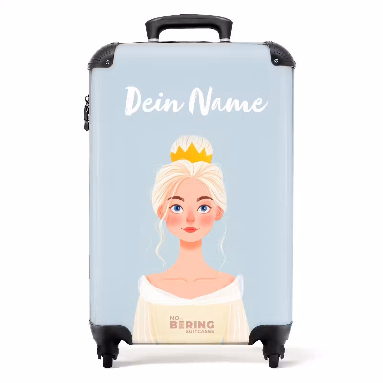 Koffer mit Name - Prinzessin mit goldener Krone auf Blau — 1
