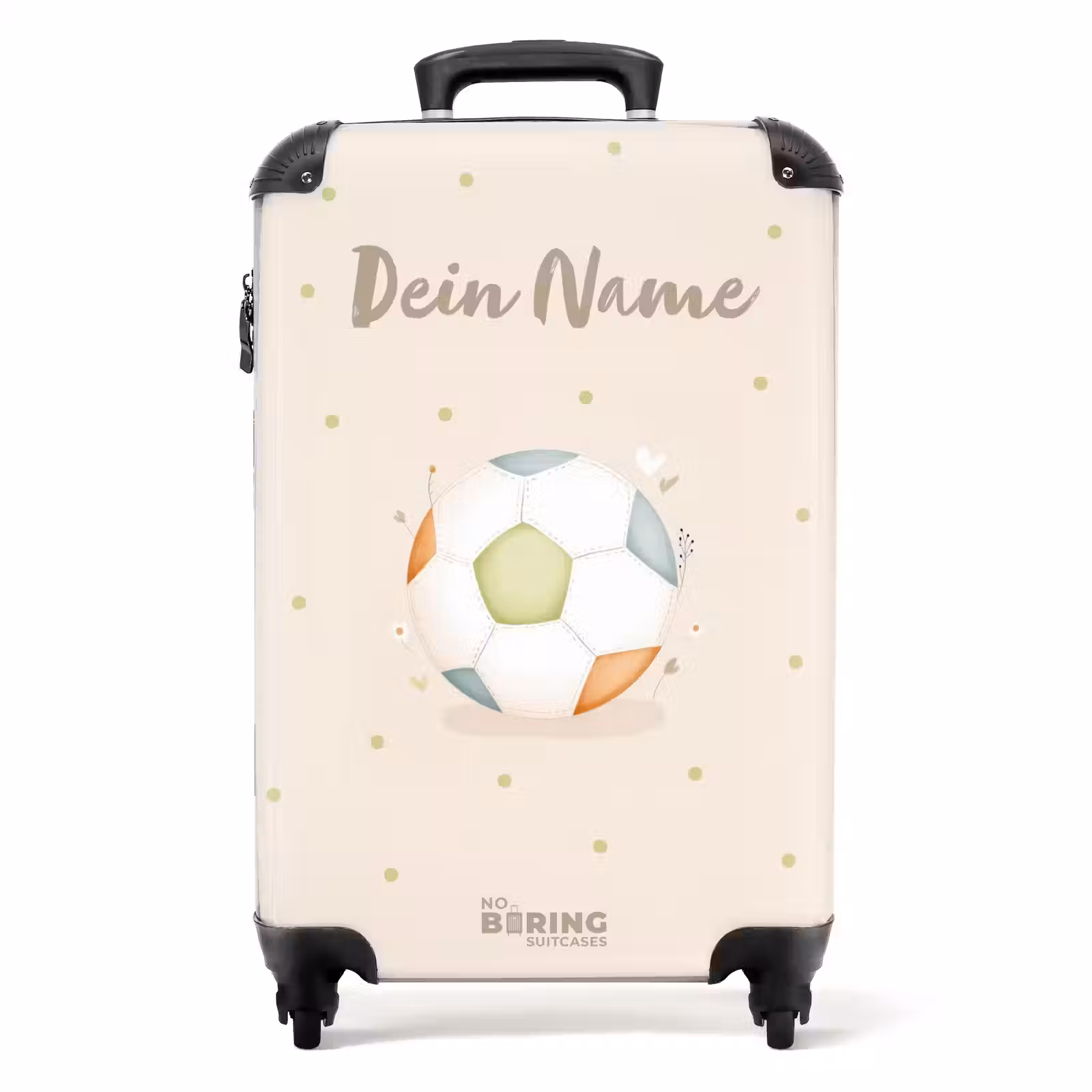 Koffer mit Name - Fussball in beigefarbenen Pastellfarben — 1