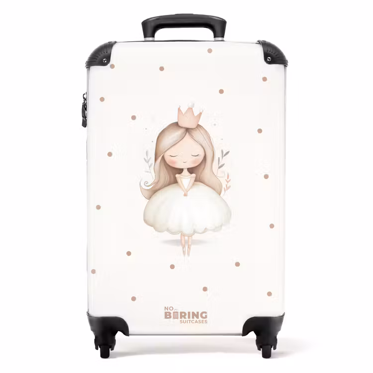 Koffer - Ballerina Prinzessin zwischen beigen Tupfen — 1