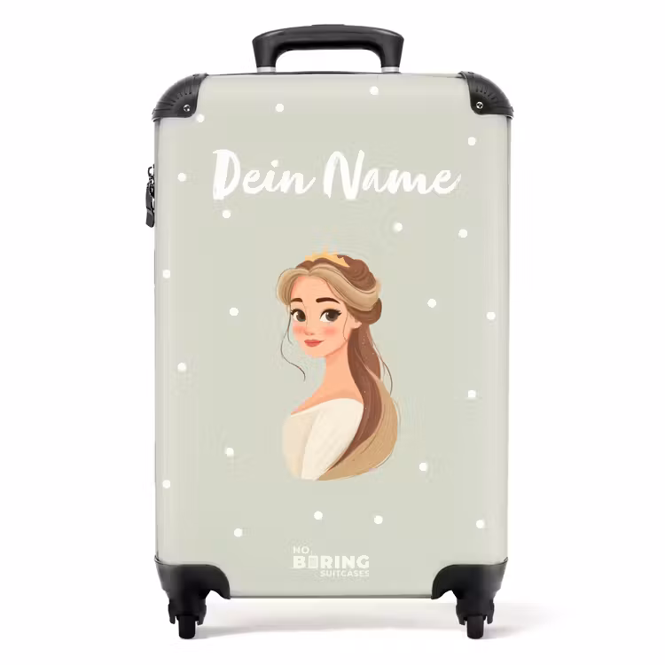 Koffer mit Name - Prinzessin mit Diadem auf grünem Tupfenhintergrund — 1