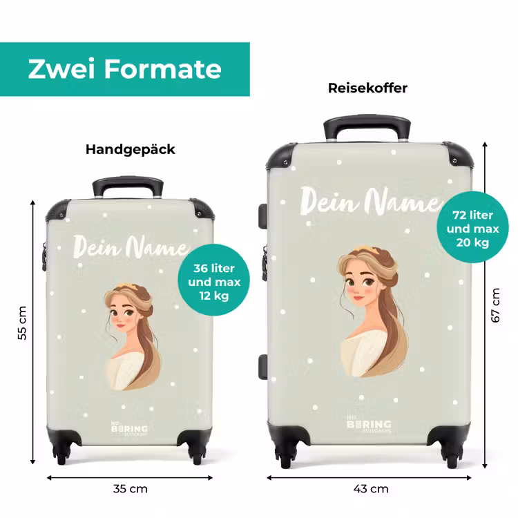 Koffer mit Name - Prinzessin mit Diadem auf grünem Tupfenhintergrund — 7