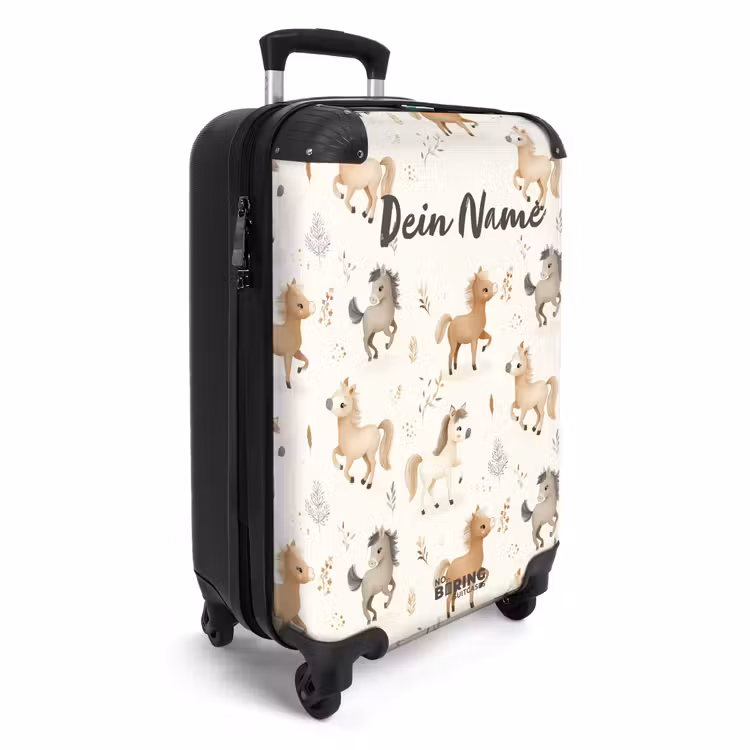 Koffer mit Name - Fohlenmuster in Beige und Braun — 2