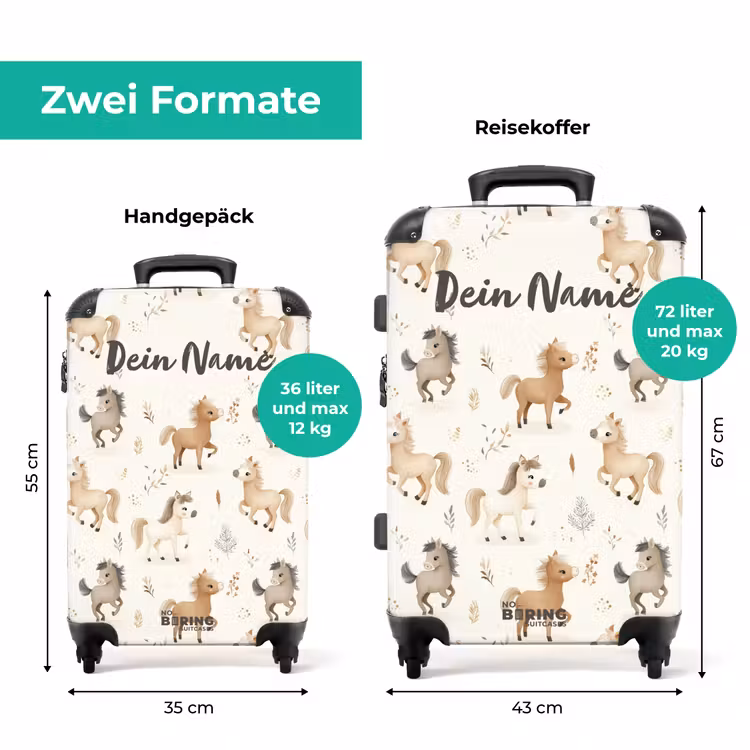 Koffer mit Name - Fohlenmuster in Beige und Braun — 7