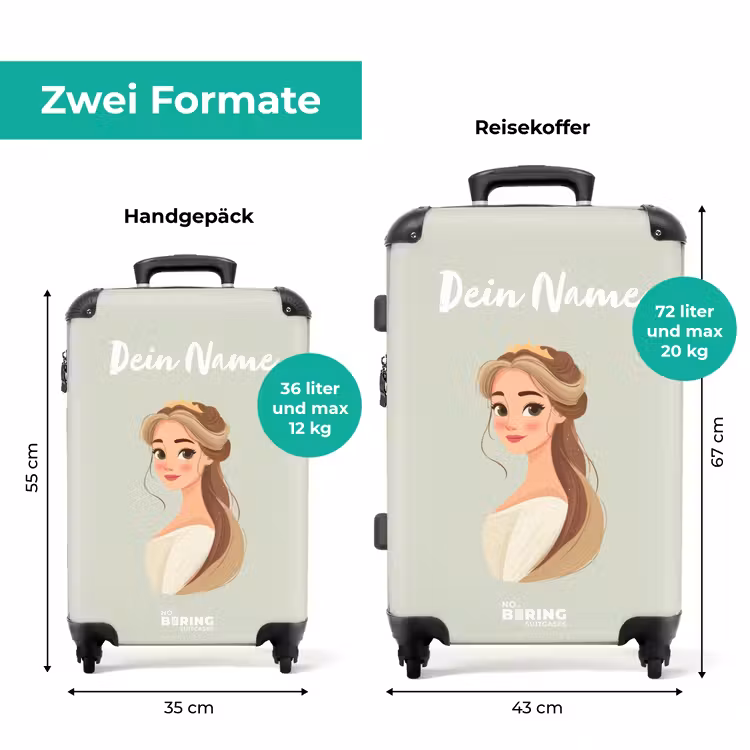 Koffer mit Name - Prinzessin mit Diadem in Grün — 7