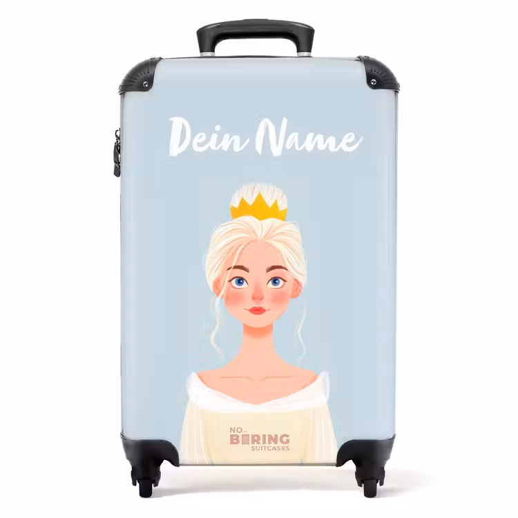 Koffer mit Name - Prinzessin mit goldener Krone auf Blau — 1