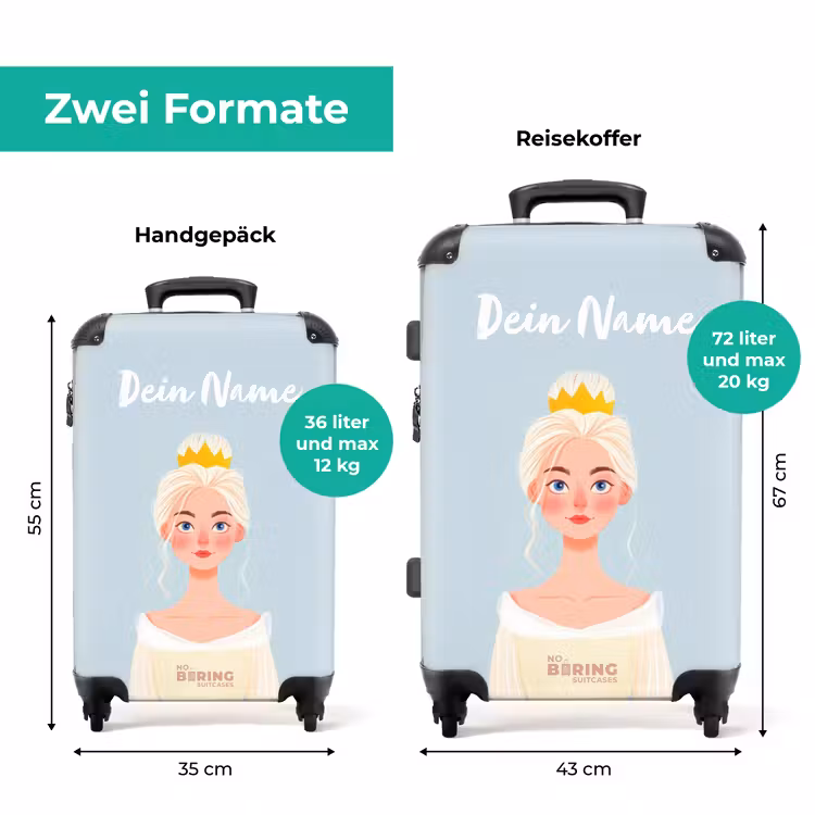 Koffer mit Name - Prinzessin mit goldener Krone auf Blau — 7