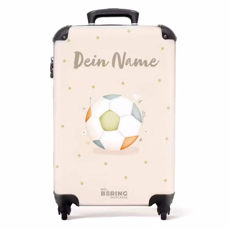 Koffer mit Name - Fussball in beigefarbenen Pastellfarben — 1