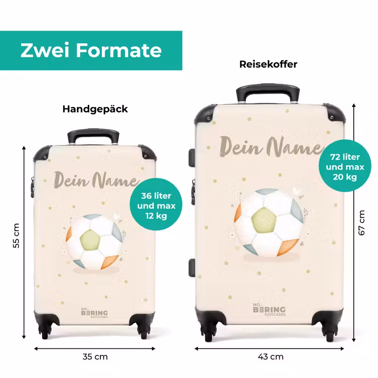 Koffer mit Name - Fussball in beigefarbenen Pastellfarben — 7