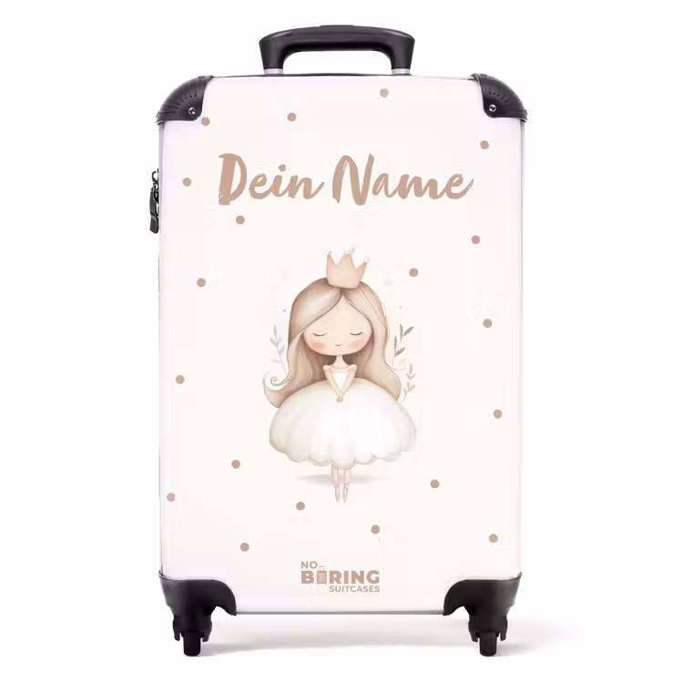 Koffer mit Name - Ballerina-Prinzessin zwischen beigen Tupfen — 1