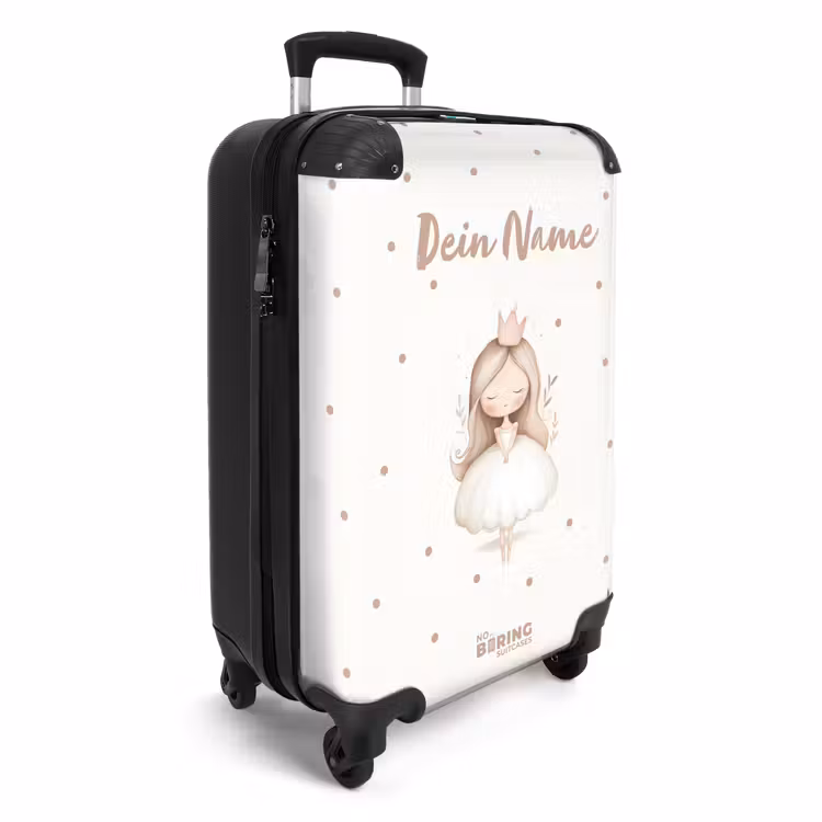 Koffer mit Name - Ballerina-Prinzessin zwischen beigen Tupfen — 5