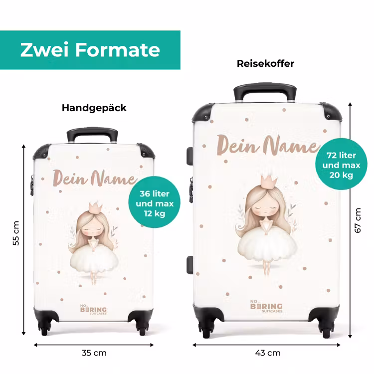 Koffer mit Name - Ballerina-Prinzessin zwischen beigen Tupfen — 7