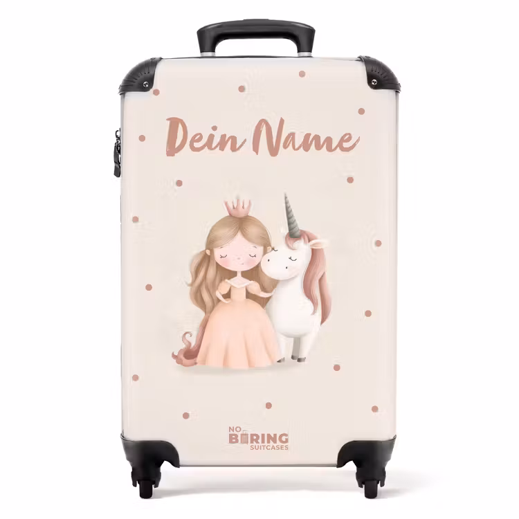 Koffer mit Name - Prinzessin und Einhorn in Pastellfarben — 1