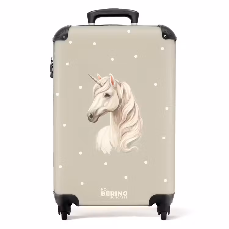 Koffer - Einhorn umgeben von Polka Dots in neutralen Farben — 1