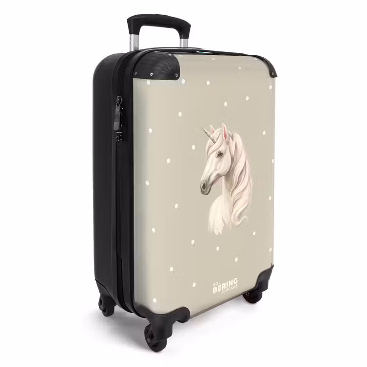 Koffer - Einhorn umgeben von Polka Dots in neutralen Farben — 2