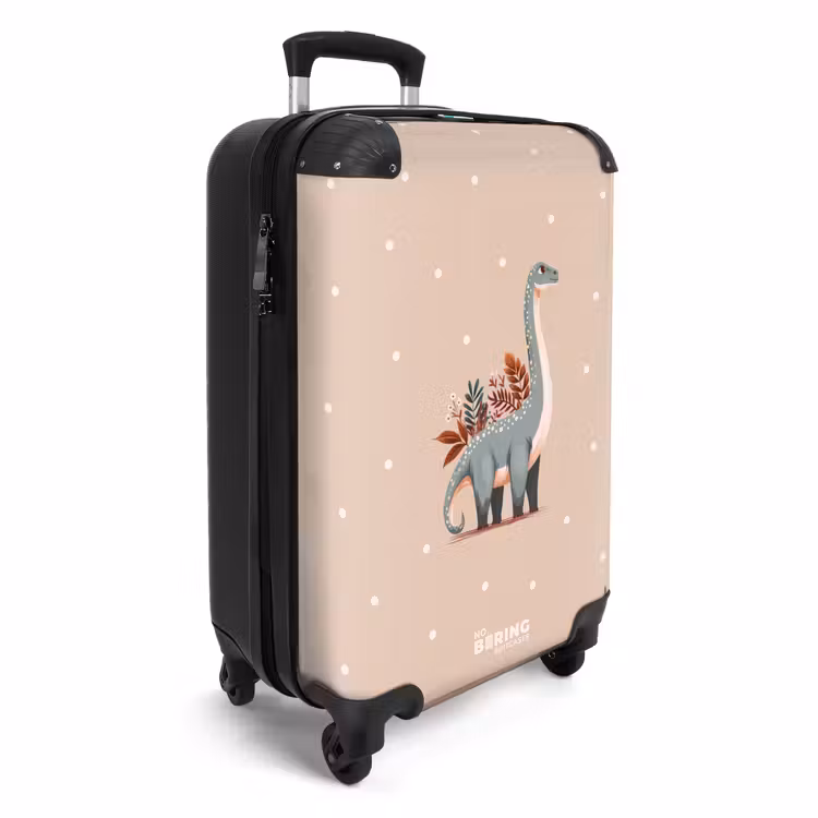 Koffer - Blauer Dinosaurier auf beigefarbenem Tupfenhintergrund — 2