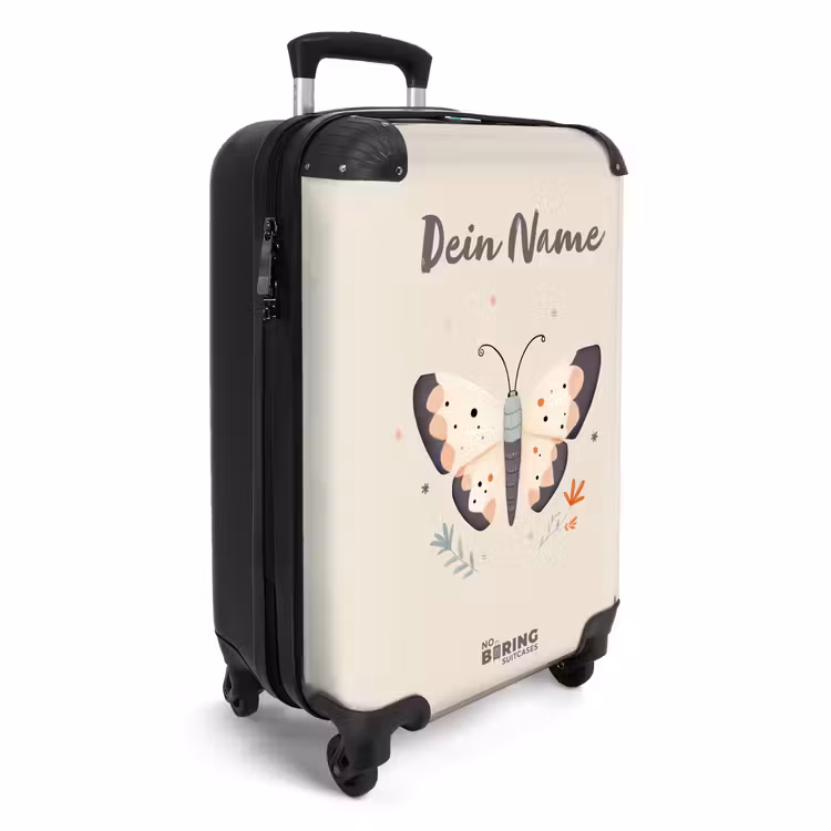 Koffer mit Name - Schmetterling in neutralen Pastellfarben — 2
