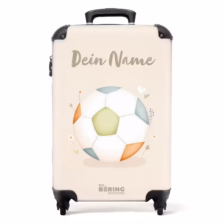 Koffer mit Name - Fussball in beigefarbenen Pastellfarben — 1