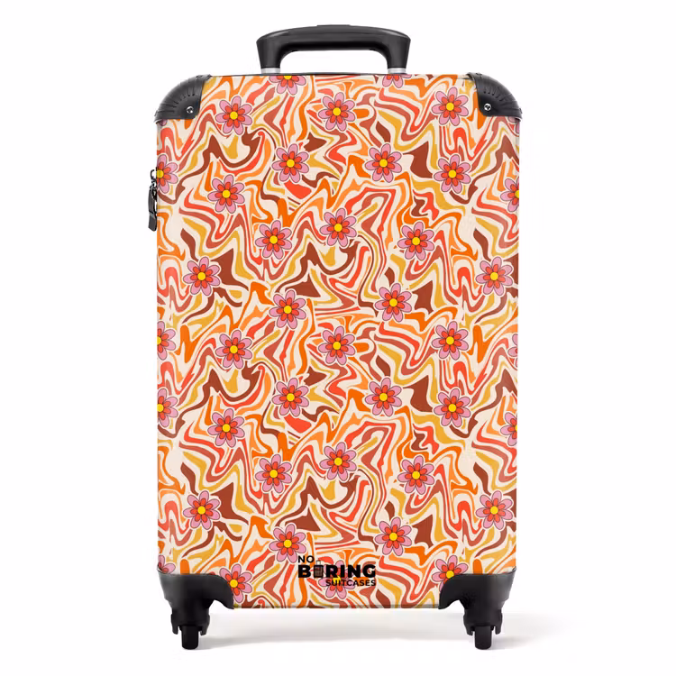 Koffer - Retro Disco 70er Jahre Blumenmuster bunt — 1