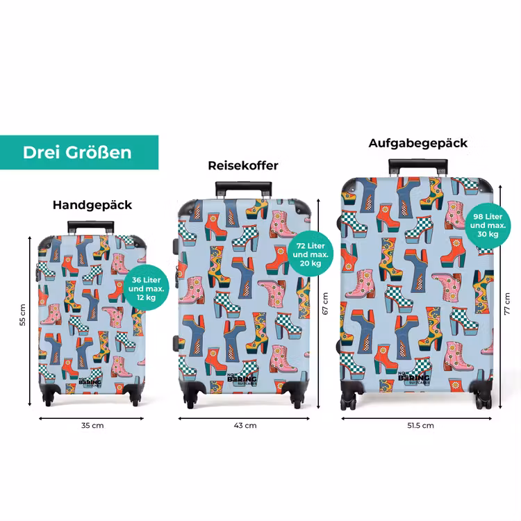 Koffer - Retro Disco 70er Jahre Stiefel Muster bunt — 3
