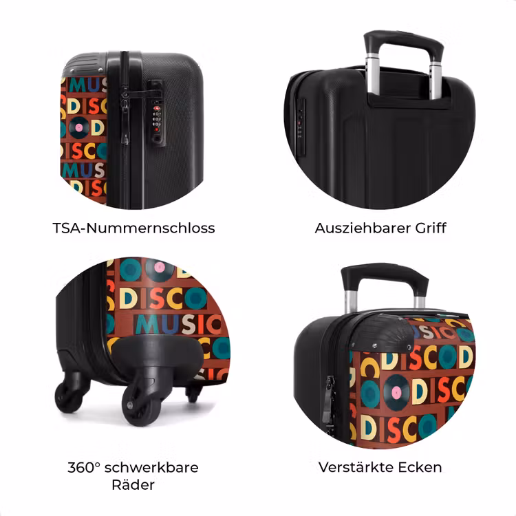 Koffer - Retro Disco 70er Jahre Textmuster bunt — 8
