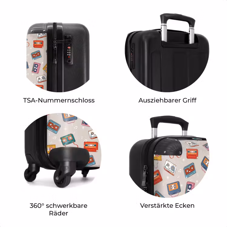 Koffer - Retro-Disco-Kassetten Muster verschiedene Farben — 8