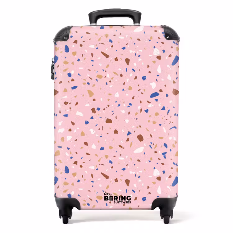 Koffer - Terrazzo-Muster mehrfarbig rosa und blau — 1