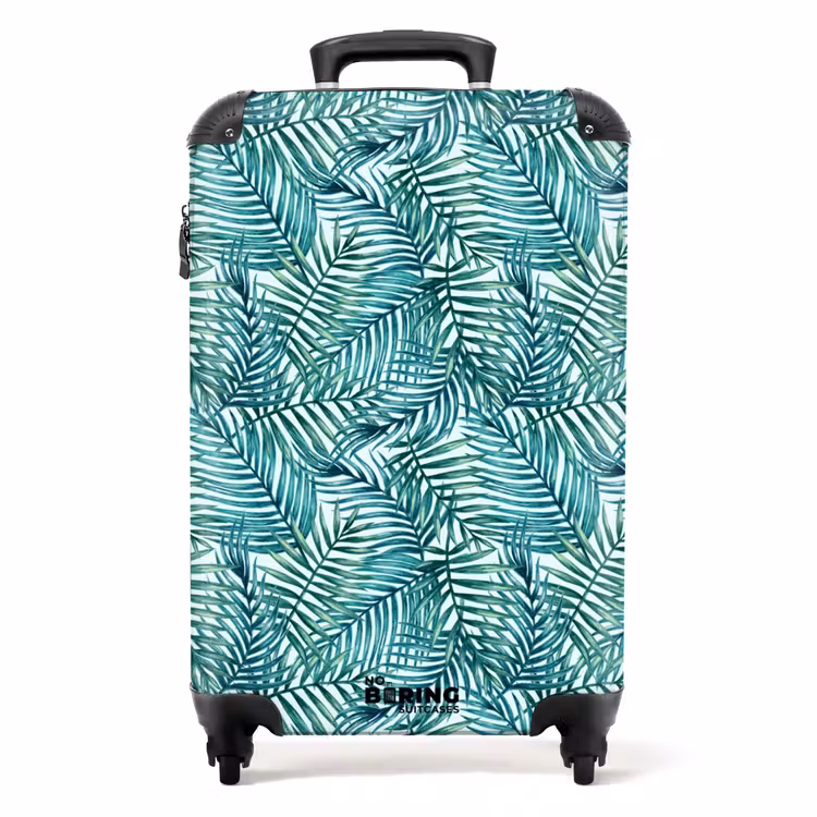 Koffer - Palmenblätter Muster bunt blau — 1