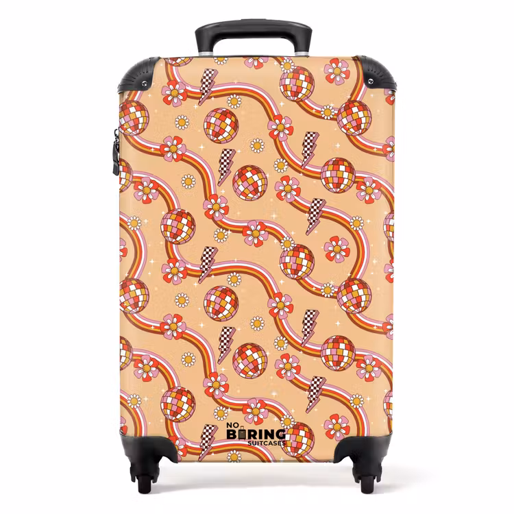 Koffer - Retro Disco 70er Jahre Blumenmuster bunt — 1
