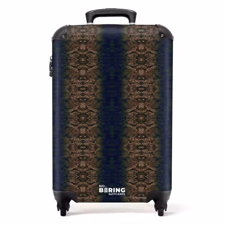 Koffer - Braun-blaue Schlangenhaut mit symmetrischer Schuppenstruktur — 1